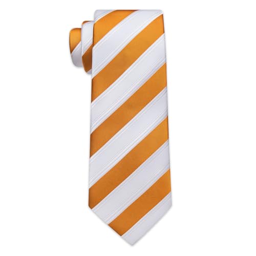Image of YourTies Striped Ties for Men Classic Woven Silk Necktie with Handkerchief Cufflinks Set Formal Business Party Wedding