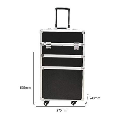 DPPAN 3-in-1 Professionell Groß Trolley Kosmetikkoffer, Alu Make-up Koffer mit 360° Rollen, Schminkkoffer für… – Bild 8