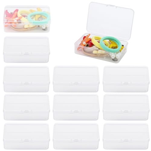 Vestamore Transparent Storage Box, 12 Pcs Hair Tie Organizer, with Lid, Portable All Items Holder, Clear Rectangle Plastic Container for Business Trips, Travels, Home, Offices