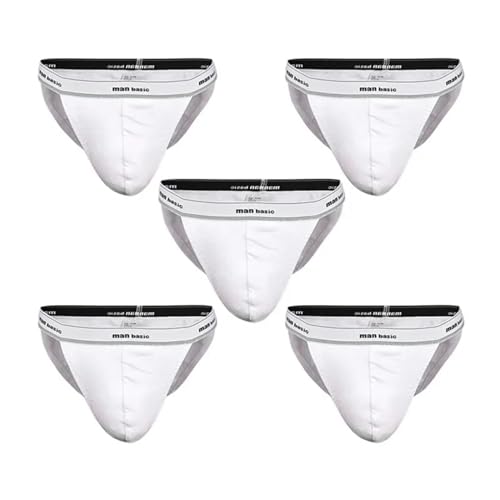 JKXFYLP Herren Slips Brief 5-Teilige Baumwollunterwäsche Für Männer Sexy Briefs S-4Xl-5 Weiß-3Xl (87,5-100 Kg)