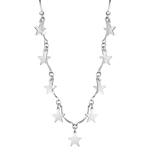 SHEGRACE Collana con cordino a stella Collana in argento sterling 925 placcato platino per donna