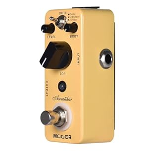 With volume, resonance of guitar body, overall brilliance and harmonics adjusting knobs. Supports 3 modes: Piezo, Standard, Jumbo. Acoustic guitar simulation effect pedal. True bypass footswitch for switching effects and bypass. Full metal shell, dur...