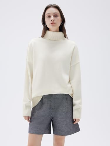 SUUKSESS Women Cashmere Oversized Chunky Turtleneck Pullover Sweater Long Sleeve Knit Jumper Tops2