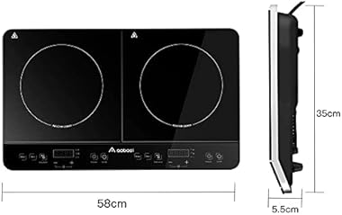 Aobosi Induction Burner, Portable Double Induction Cooktop 1800W with Sensor Touch Control Black Crystal Glass Surface Multip