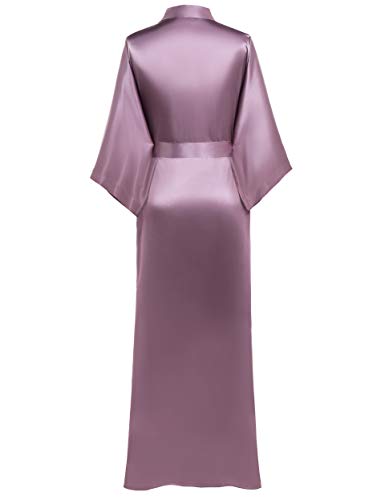Image of PRODESIGN Satin Kimono Robe Women Long Silky Kimono Bathrobe Sleepwear Wedding Bridesmaid Robe