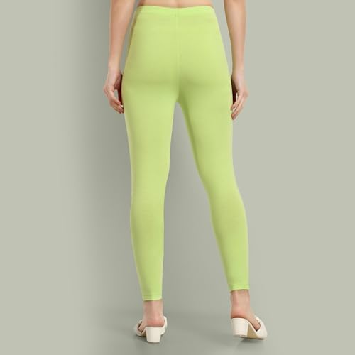 Image of ONE SKY Women Ankle Length Leggings | Premium Cotton Modal Spandex Blend | High Waist Stretchable & Bio-Washed Fabric | Colour-Lock | Ethnic Leggings for Women