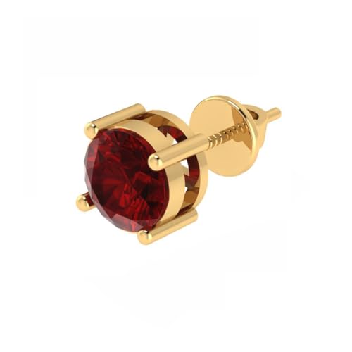 Image of Single Stud For Men & Boys | Gold Plated Pure 925 Sterling Silver Earring | 6mm X 6mm Round Shaped Gemstone Single Screwback Stud | Gift for Men & Boys | Model ERSMY00935