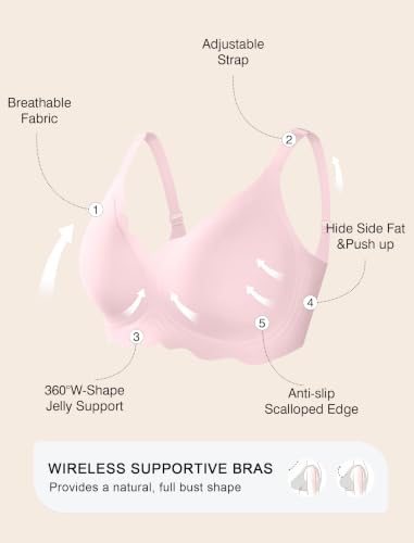 Image of Womens Wireless Jelly Bras No Underwire Support Push Up Removable Straps (U /Cross /Halter) Everyday Sports Bra