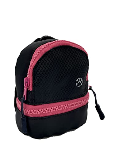 PawPacks LLC Dog Backpack, Cat Backpack, Small Carrier | Clip on Harness or Leash, Fun Pet Treat Holder, Toy Bag, or Waste Dispenser | OG Neon Series Color (Pink Black City Mode)