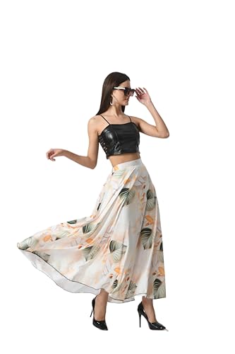 Image of VAGISHA Printed Casual Long Western Skirts for Women's & Girls |Stretchy Flared Maxi Skirt|Elastic Waist Skirts|Western Ethnic Skirts