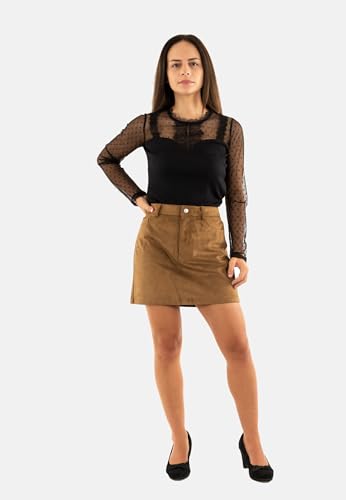 Jupe Tulip Cognac ONLY jupe courte drapée simili cuir marron - 2