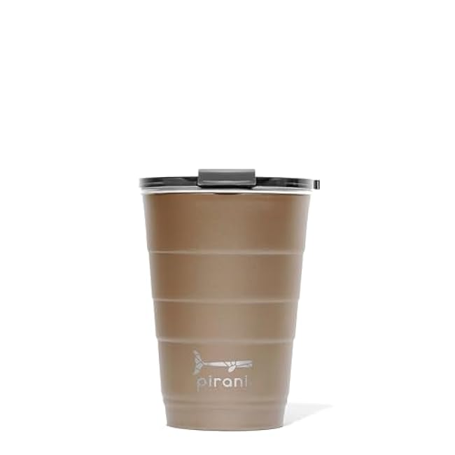 Pirani 16oz Insulated Stackable Tumbler - Skinny-Wall Triple Vacuum Insulation Cup with Custom Fit Air-Tight Lid - Space Saving Design - Champagne