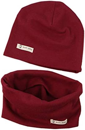 Boomly Baby Cotton Soft Beanie Hat + Loop Scarf Two Piece Set Knitted hat Toddler Kids Fashion Cap Scarf Collars Neck Warmer Scarf For Autumn Winter