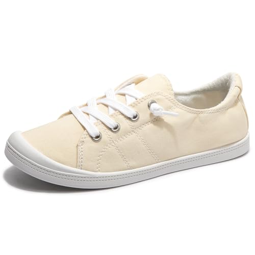 Image of Womens Slip On Shoes, Canvas Low Top Sneakers, Casual Classic Flat Shoes | Comfort Fashion Sneaker with Non Slip Rubber Outsole, Lightweight Tennis Shoes for Walking, Shopping, Picnic, Travel