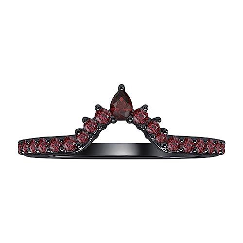 1.10 Ctw Pear & Round Cut 14K Black Gold Over Stackable Curved Half Eternity Band Ring For Women's