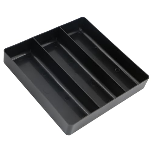 HGSKEO 3-Compartment Plastic Organizer Tray - Heavy Duty Stackable Tool Tray with Non-Slip Base, for Workshop, Garage, Van, Kitchen, Craft Room Storage and Organization (1, Black)