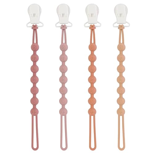 Image of Pacifier Clips for Baby Boys Girl - 100% Food Grade Silicone, One Piece Pacifier Clip Holder, Pack of 4 Paci Clip Soothe Baby Binky Holder for Shower Birthday Gift - B