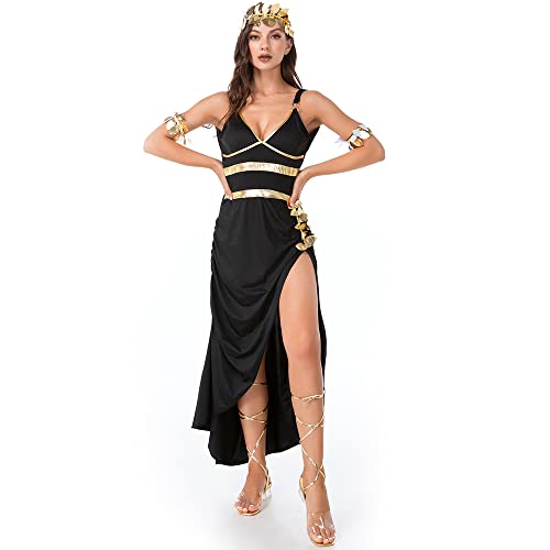 Image of Ulalaza Women's Cosplay Costume Cleopatra Greek Goddess Ancient Roman Warrior Uniform Outfit for Halloween Party