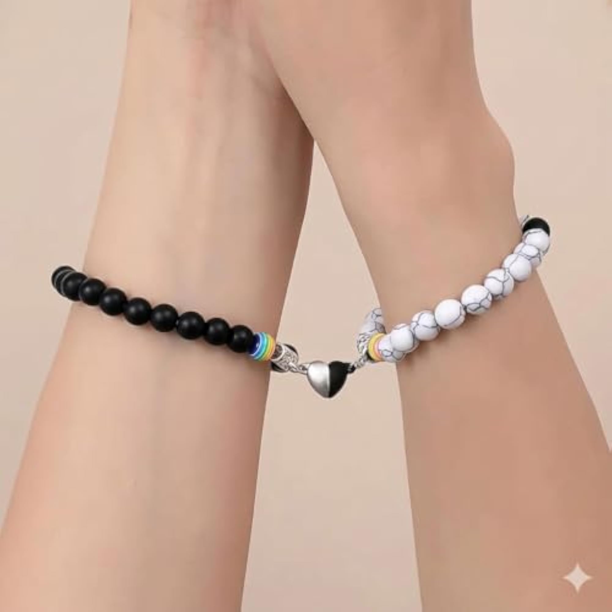 Magnetic Heart Charms for Couple Bracelets - 10 PCS