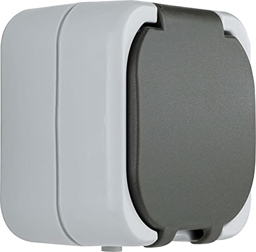 REV 0510215777 AquaTop Wet Room Socket, IP44, Two-Pole, Surface-Mounted, Grey, Grey-Dark Grey, Steckdosen - Image 3
