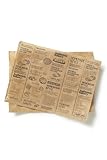Inoverse 50 Blatt Burger Papier - 25x33 cm, Deli Papierblätter, Bedrucktes Einschlagpapier für Wraps, Pommes, Sandwich, Zeitungspapier für Lebensmittel, Burger Zubehör, Umweltfreundlich