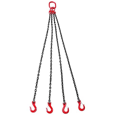 OUBAYLEW 4 Strang Profi Kettengehänge Anschlagkette Kettenzug Ketten Hebezug Flaschenzug Hebezug Hand Seilzug 1.5m 5T Cover