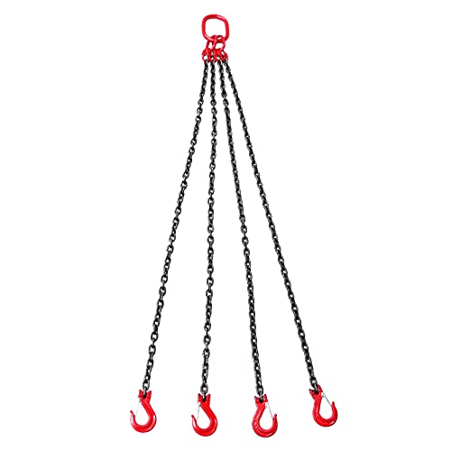 OUBAYLEW 4 Strang Profi Kettengehänge Anschlagkette Kettenzug Ketten Hebezug Flaschenzug Hebezug Hand Seilzug 1.5m 5T Cover