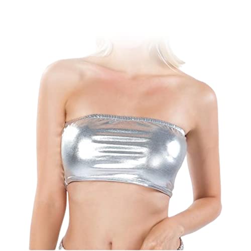 Bandeau Tirantes con Copas de Sujeción Busto Bralette Cómodo de Cuero para Fiestas
