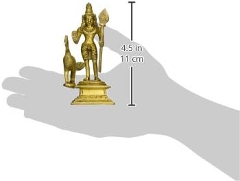 GangesIndia God Murugan Swami Miniature Brass Statue with Peacock, Handcrafted Decor Item for Home Temple, Gifting & Car - Image 4