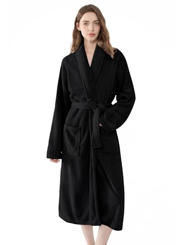 Image of Soft Robe For Women,Warm Plush Bath Robes Female,Spa Towel After Shower Lightweight Long Bathrobe