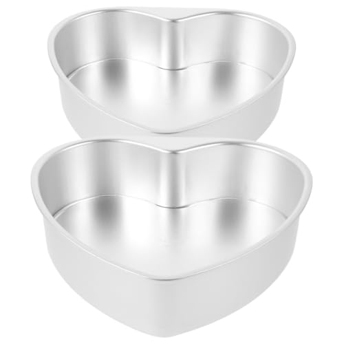 IMIKEYA Moldes para Pasteles de Corazón 7 Pulgadas de Aluminio con Fondo Desmontable, 2 Piezas Reutilizables para Hornear Brownies, Cupcakes y Postres en Celebraciones Obsequios