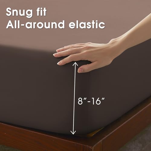 Image of Twin Size 4 Piece Sheet Set - Comfy Breathable & Cooling Bed Sheets Set, Soft and Wrinkle Free, Deep Pockets, Easy & Secure Fit, Hotel Luxury Bedding - Oeko-Tex - Dark Brown