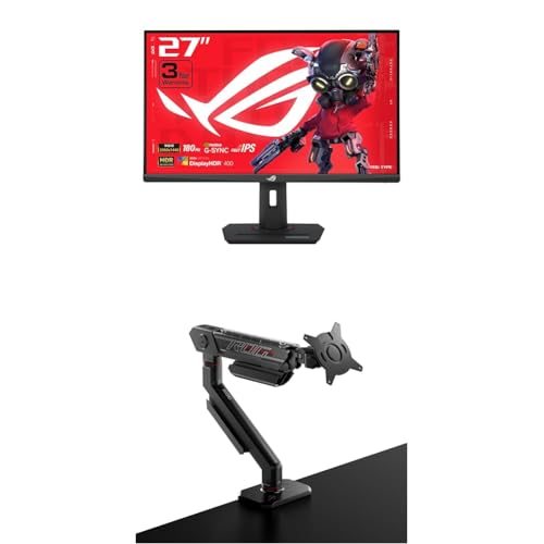 Image of ASUS ROG Strix 27 inch QHD (2560x1440) HDR400 USB-C Gaming Monitor (XG27ACS) ROG Ergo Monitor Arm (AAS01)