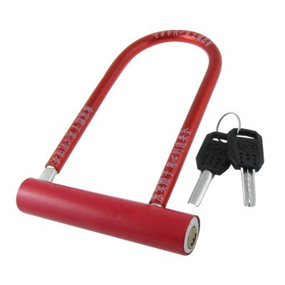 Aexit Bike Bicycle Safety Anti Theft Metal U Lock Red w 2 Keys (cfa4a61de2bf6f2f382a337bd27973c3)