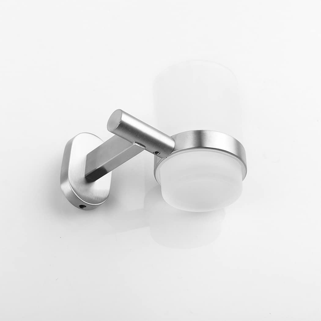 WRIST Zahnbürstenhalter, Edelstahl-Zahnbürstenhalter Mit Milchglasbecher, Wandmontage, Gebürsteter Zahnbürstenbecherhalter Für Die Aufbewahrung Im Badezimmer,B