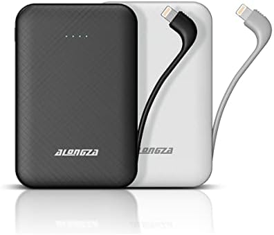 Alongza 2 Packs Power Bank with Built-in Cable Small Battery Pack 4500mAh Lightweight Portable Charger Slim External Backup Charger for iPhones