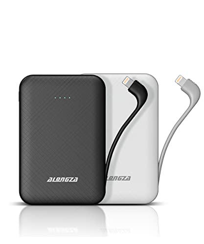 Alongza 2 Packs Power Bank With Built-In Cable Small Battery Pack 4500Mah Lightweight Portable Charger Slim External Backup Charger For Iphones #TOP1