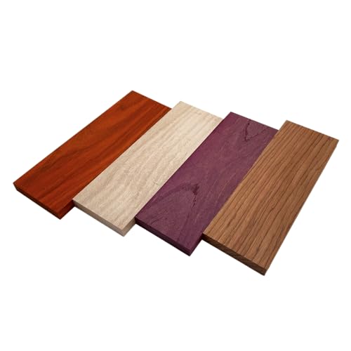 Barrington Hardwoods Imported Exotic Hardwood Variety Pack - Red Zebrawood, Purpleheart, Padauk, Okoume - 3/4" x 4" (4 Pcs) (3/4" x 4" x 18")