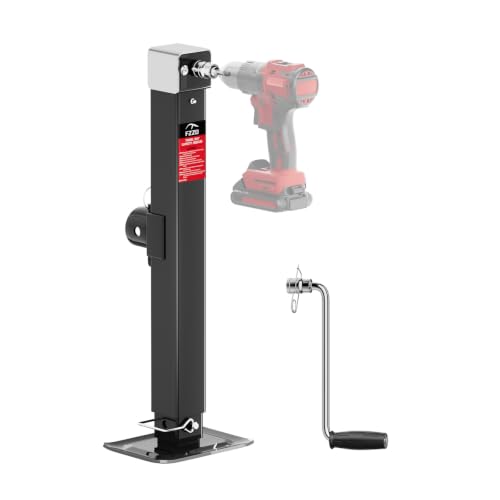 FZZD 8000 lbs Weld-on Pipe Swivel Trailer Jack 20-24V Cordless Drill Compatible 28.6 Lift for RV Yacht Boat Trailer