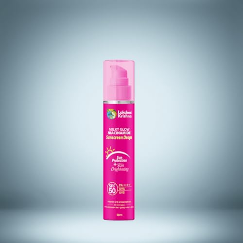 Image of Lakshmi Krishna All NATURALS Milky Glow Niacinamide Sunscreen Drops SPF 50 | Lightweight, Hydrating, & Non-Greasy | Broad-Spectrum UVA /UV