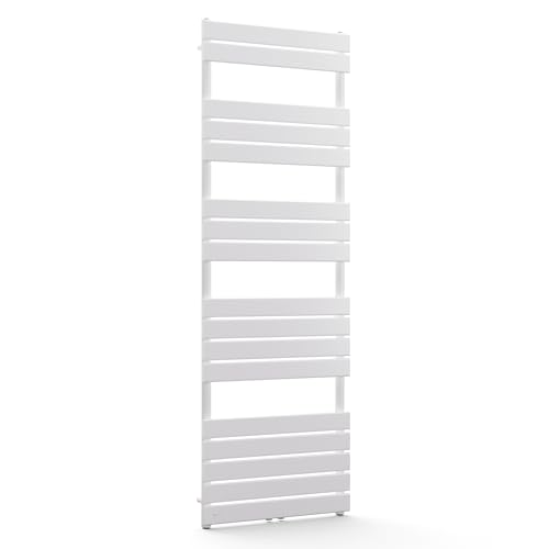 blumfeldt Radiador Toallero - 890W Montaje en Pared, Diseño Moderno de Acero, Conexión Central, Toallero Eléctrico para Baño, Salón & Oficina, 60x180 cm, Blanco