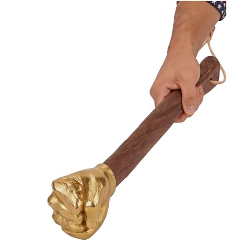 GIVMOR COLOS Fist Hammer - 2 lb War Hammer - Stainless Steel Sledge Hammer with Solid Wood Handle - Fist Shaped Hammer for Camping Gardening Crafts Hardware & Household Use (Golden Fist)