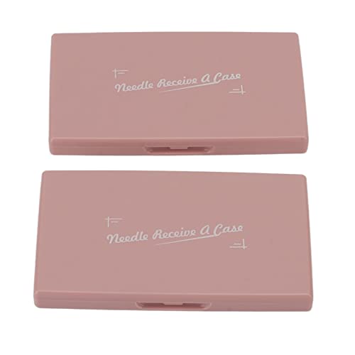 Magnetic Needle Case, 2Pcs Pink Rectangle Shape Plastic Case, 2Pcs Rec Pins & Pincushions Magnet Portable Sewing Pin Holder for Metal Objects
