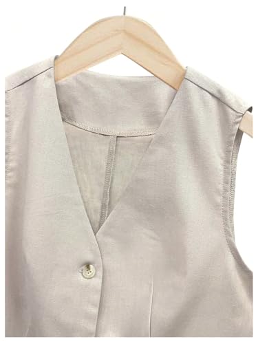 Verdusa Women's Line Vest Button Down Blazer Sleeveless Going Out Top Trendy Work Vest Shirt4
