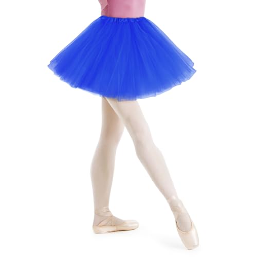AYBUY Tutu para Mujer Falda de Tul, 1 Falda tutú de Tul para, Falda de Tul Elástico de 3 Capas para, Adulto Tutu Retro 80s Fiesta, Halloween Carnaval Disfraz (Azul Rey)