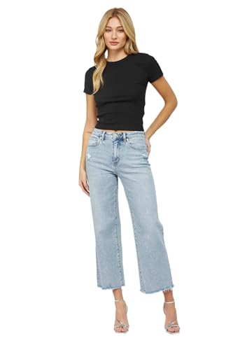 SALT TREE Mica Denim - High Rise Ankle Wide Jeans - MDP-W3034LT