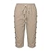AKTCVVJ Women's Linen Capris Elastic Waist Work Pant Sports Workout Pant Fashion Summer Capris with Pockets Khaki
