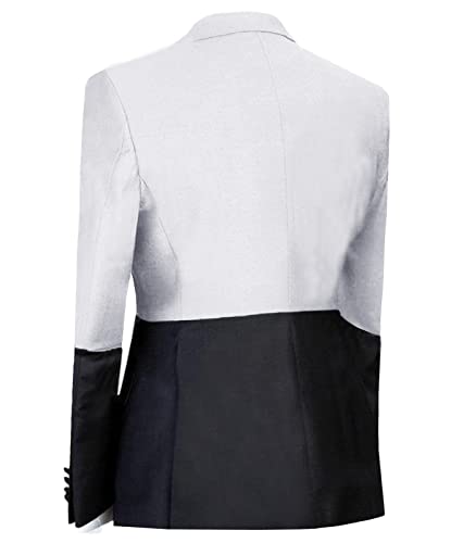 Men's Black White Contrast Suit 2 Pieces Double Breasted Blazer Trousers Wedding Prom Suit Set3