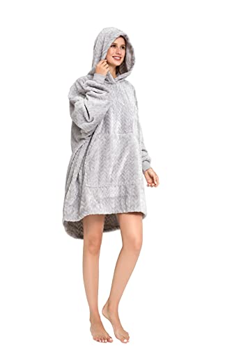 Elephwild Thick Wearable Blanket Hoodie For Adult, Cozy & Warm Oversized Wearable Blanket Sweatshirt With Sleeves And Giant Pocket, Stylish Gifts For Women Men Family Friends #TOP1