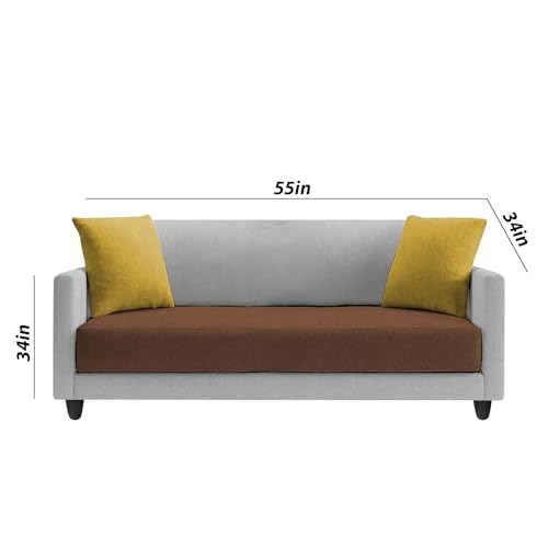 Image of Casaliving Dominic 3 + 2 Seater Sofa Set for Living Room (Brown Grey) Premium Fabric Sofa